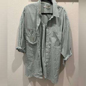 Abercrombie Oversized Green/White Stripe Dress- Size L